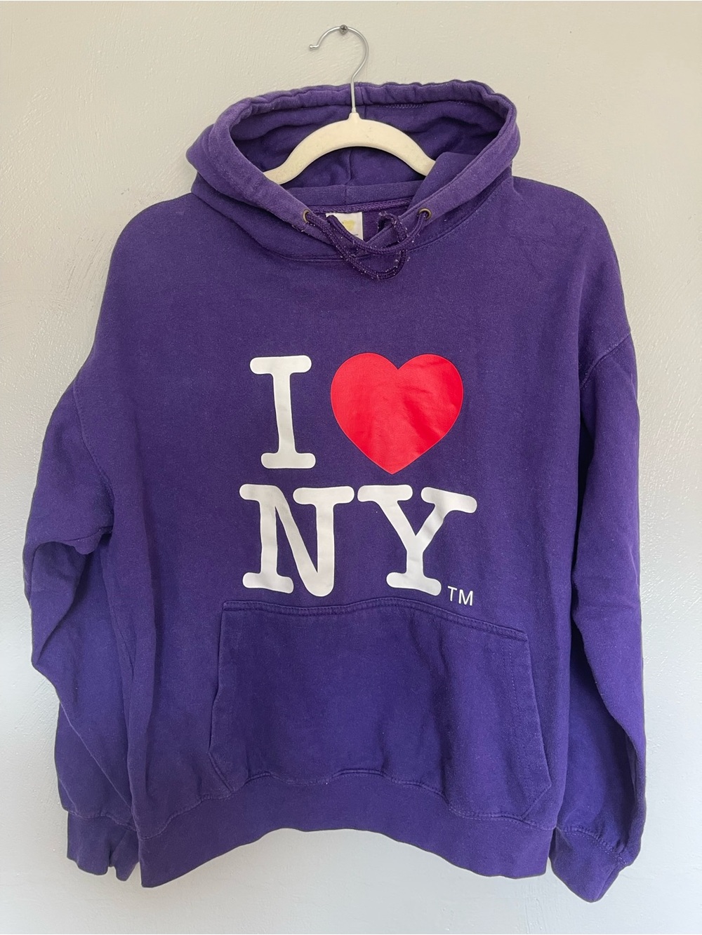 I Love NY Purple Pullover Hoodie Medium Official Licensed New York Graphic